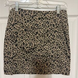 Jolt Tan and Black Cheetah Print Denim Mini Skirt
